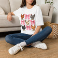 Chicken Bow T-Shirt — Farmyard Hen Graphic Tee with Pink Gingham Bows