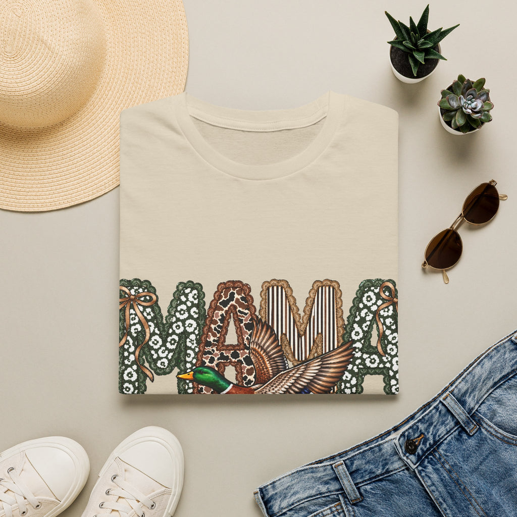 Mama Duck T-Shirt Vintage Floral 'MAMA' Design for Moms