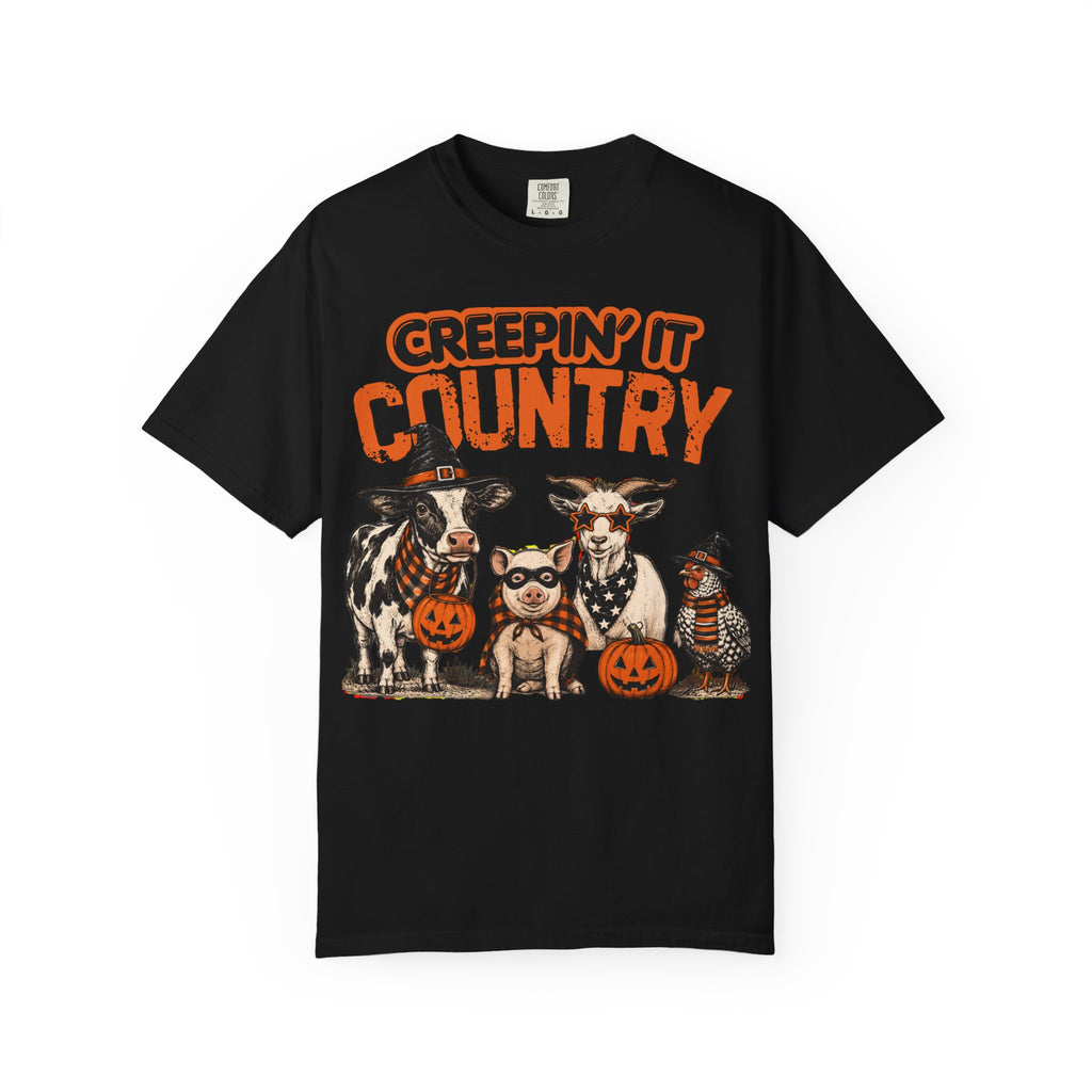 Creepin' It Country cows pigs chickens Halloween T-Shirt