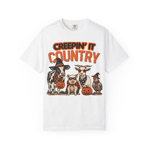 Creepin' It Country cows pigs chickens Halloween T-Shirt