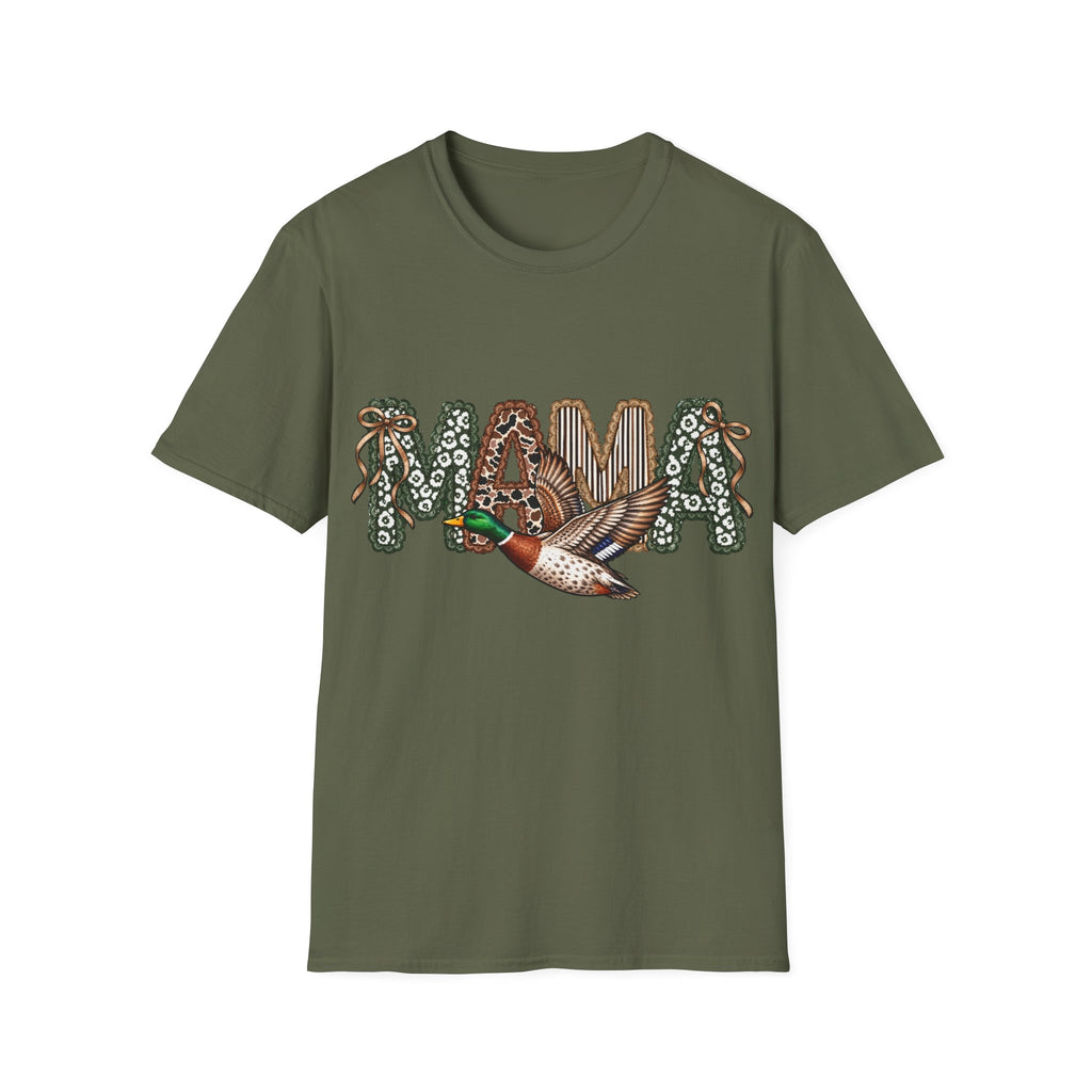 Mama Duck T-Shirt Vintage Floral 'MAMA' Design for Moms
