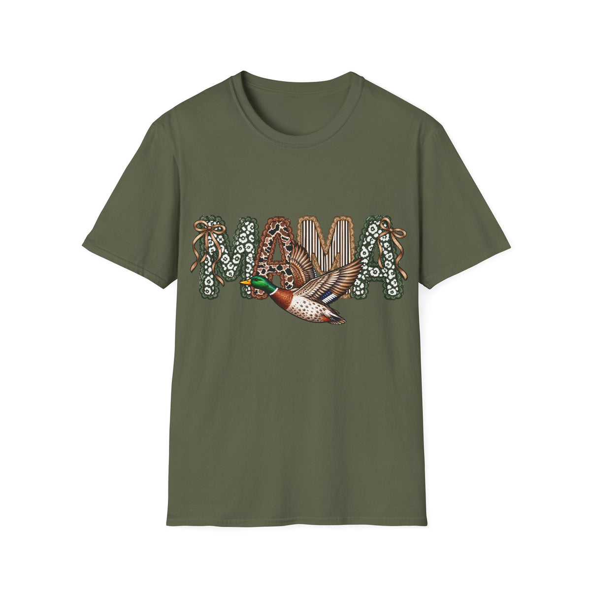 Mama Duck T-Shirt Vintage Floral 'MAMA' Design for Moms