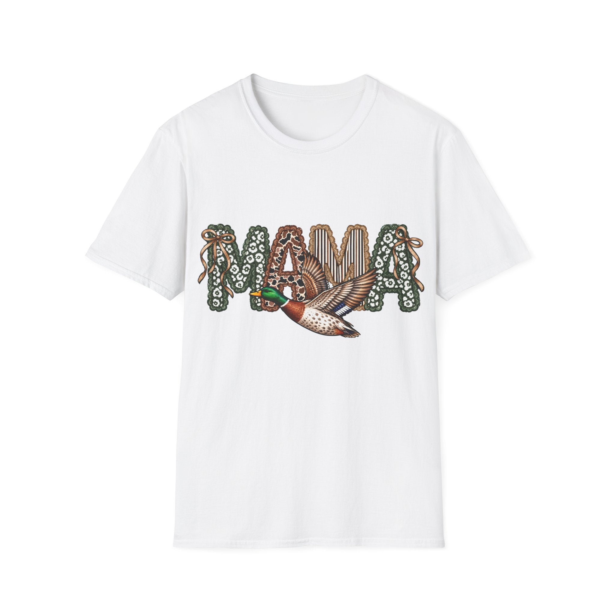 Mama Duck T-Shirt Vintage Floral 'MAMA' Design for Moms