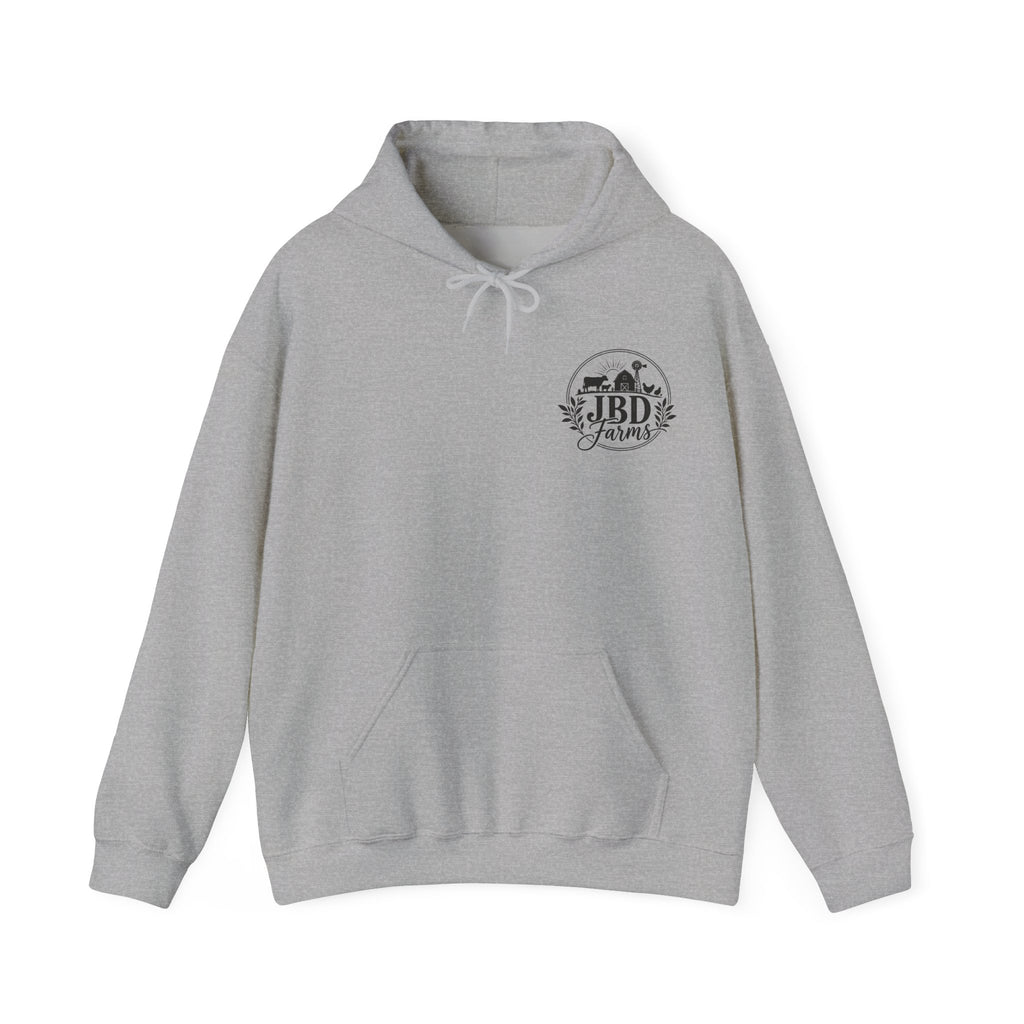 Country Farmhouse Hoodie — Vintage Barn, Sunflowers & Chickens Pullover